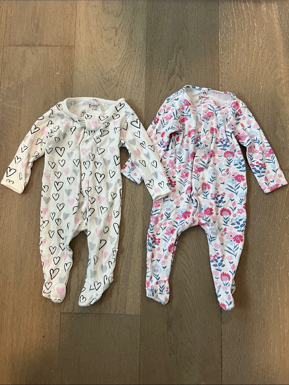 Magnetic Me 🧲 100% Cotton Heart & Floral Baby One-Pieces - Bundle of 2